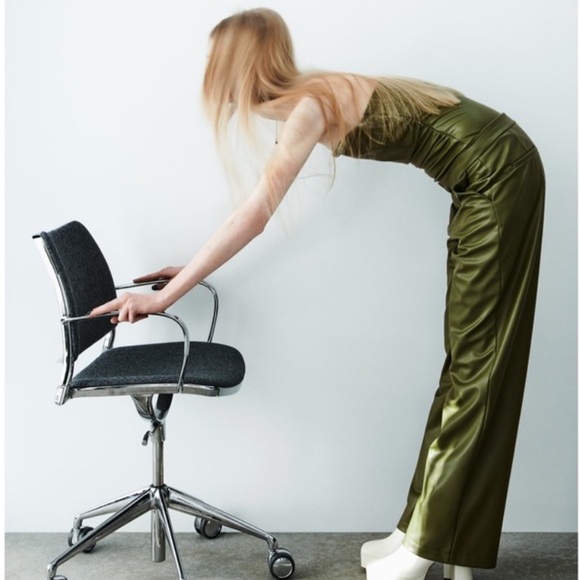 Zara Faux Leather Bustier Bodysuit Olive Green - Picture 9 of 9